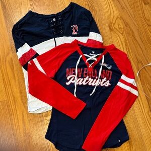 EUC Boston Sports Bundle: Women’s Red Sox & Patriots Long Sleeve Tees